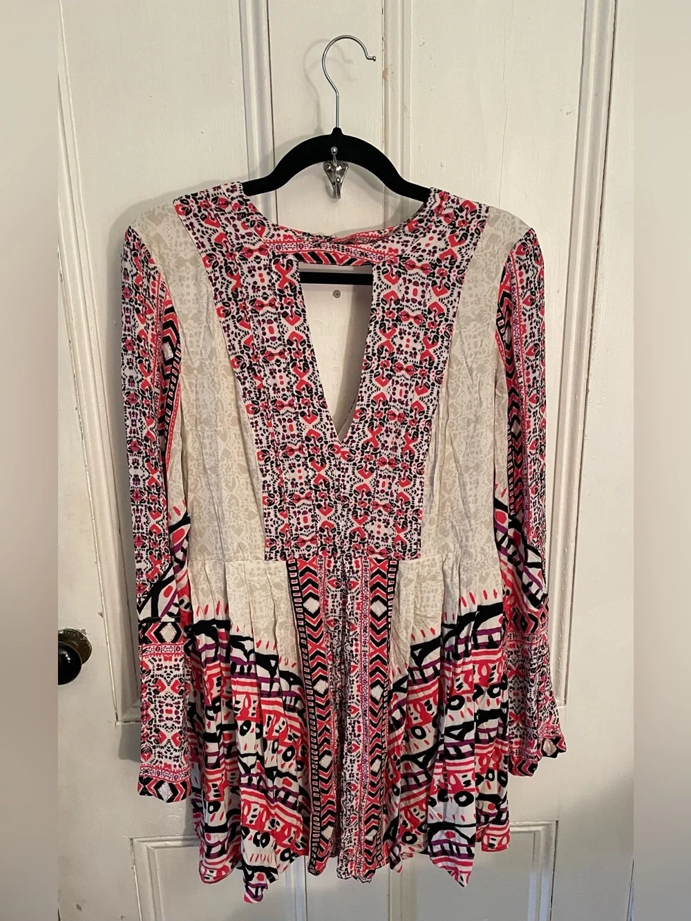 Free People Tegan Border Print Mini Dress Boho Festival Women's 6